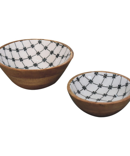 2x Lacquered Flower Bowl Set