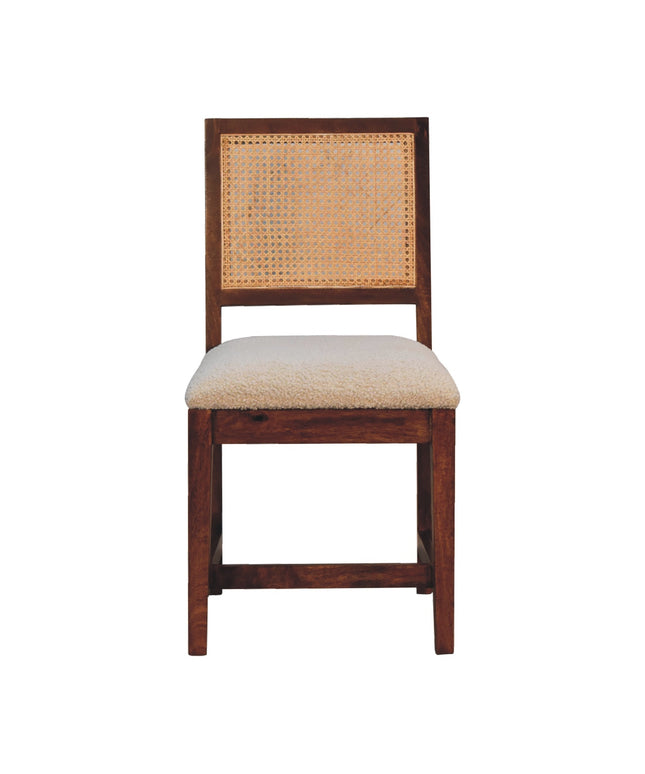 Cream Boucle Rattan Chair