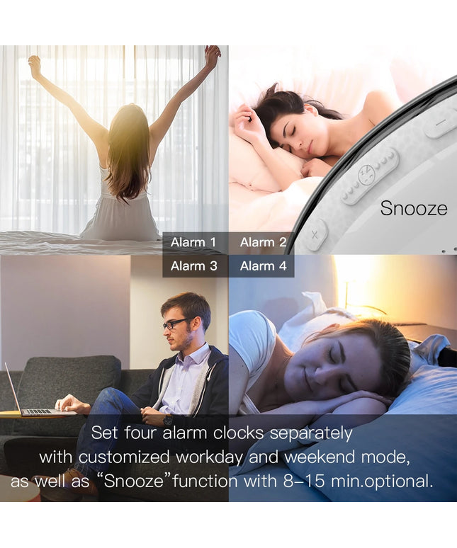 Moes WiFi Wake Up Smart Light Alarm Clock with 7 Colors Sunrise Sunset Simulation Tuya APP Control Works with Alexa Google Home