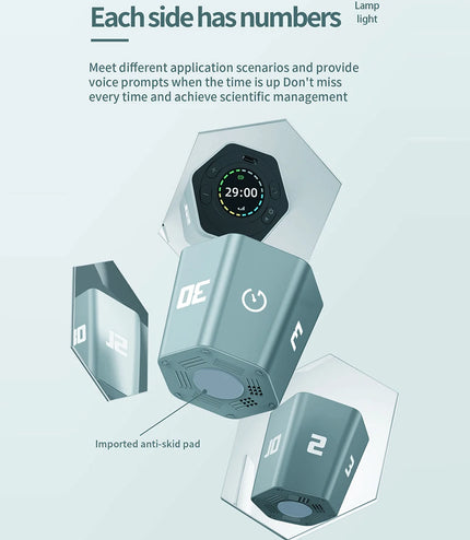 Cube Timer Gravity Sensor Rotating Timer Count Up/Down Function Clock  3/5/10/15/30 Minutes LED Screen for Kids Test